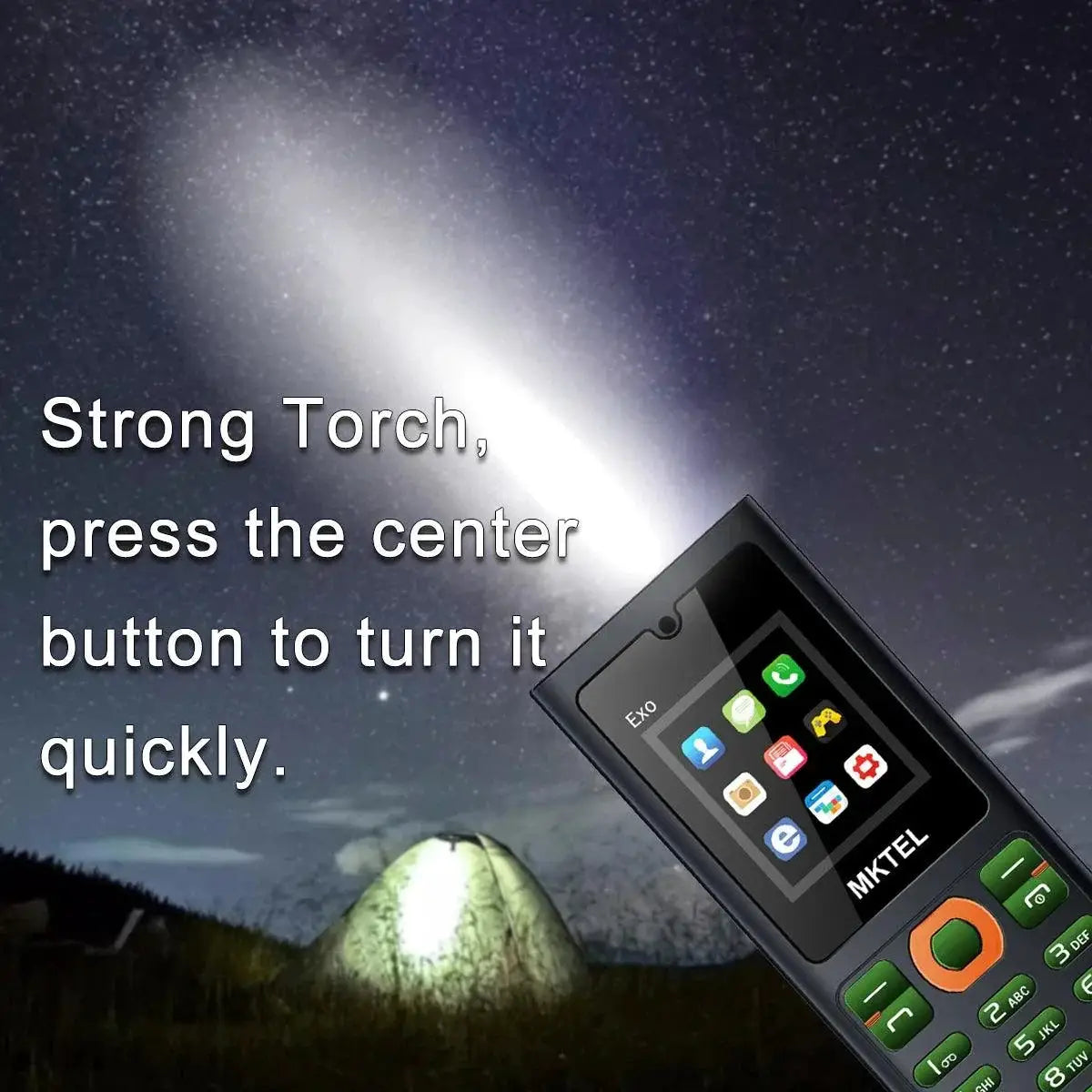 MKTEL EXO Feature Phone Dual SIM 1.77in Display Radio Torch