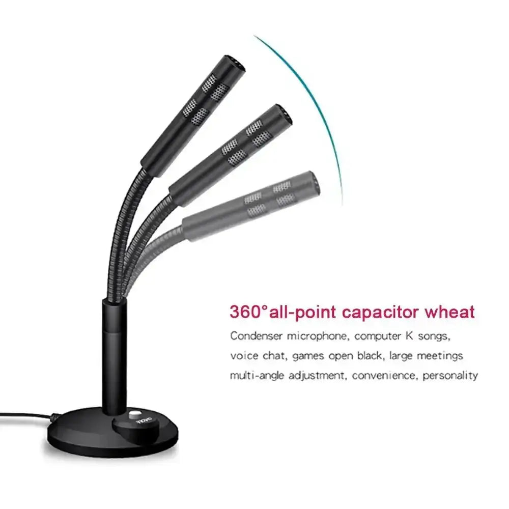 Mini 3.5mm Studio Microphone USB Desktop Wire Gaming Mic Speech Mic Stand Holder For PC Notebook Podcast Recording Studio
