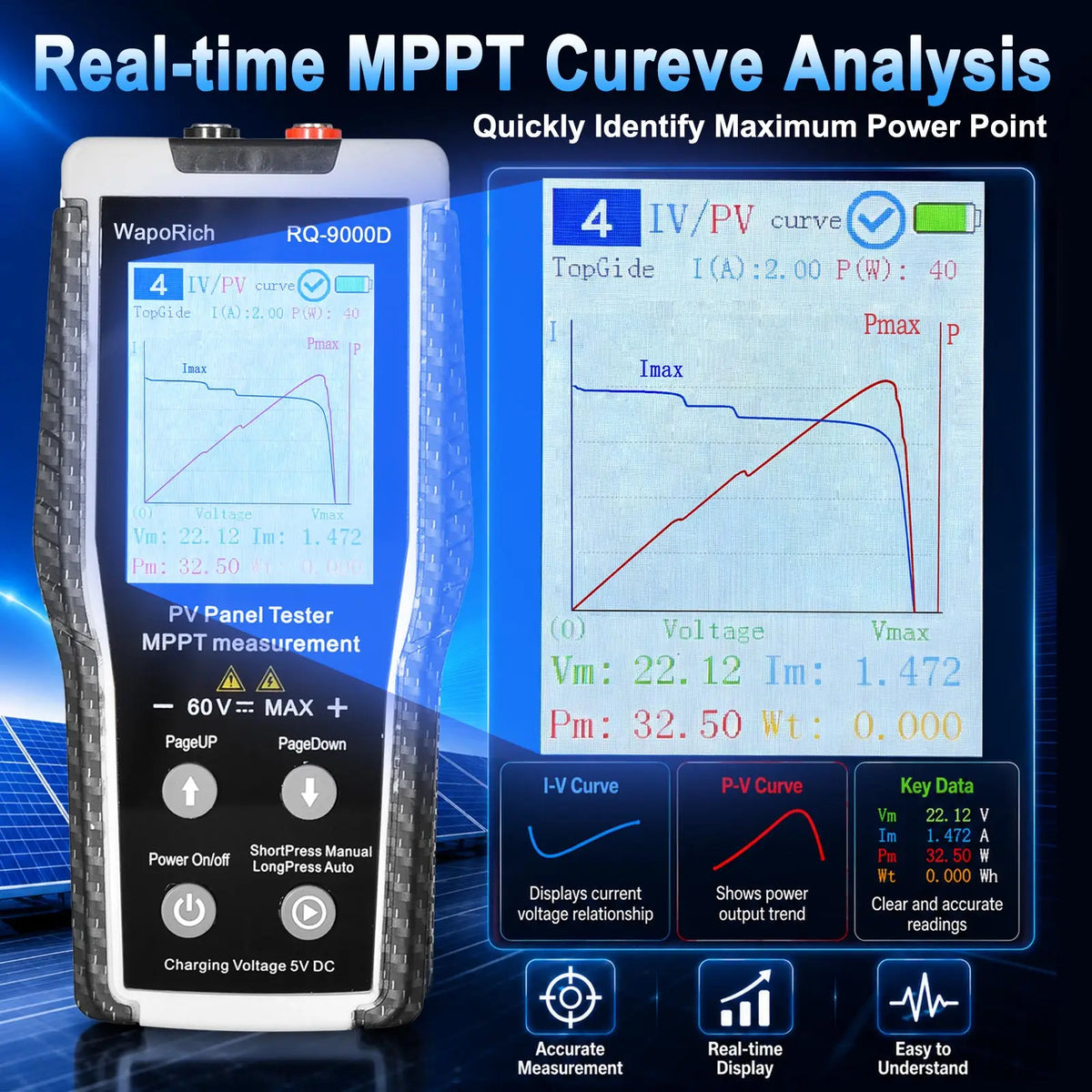 Photovoltaic Panel Tester MPPT Solar Power Meter Vmax Imax Open — product view 6