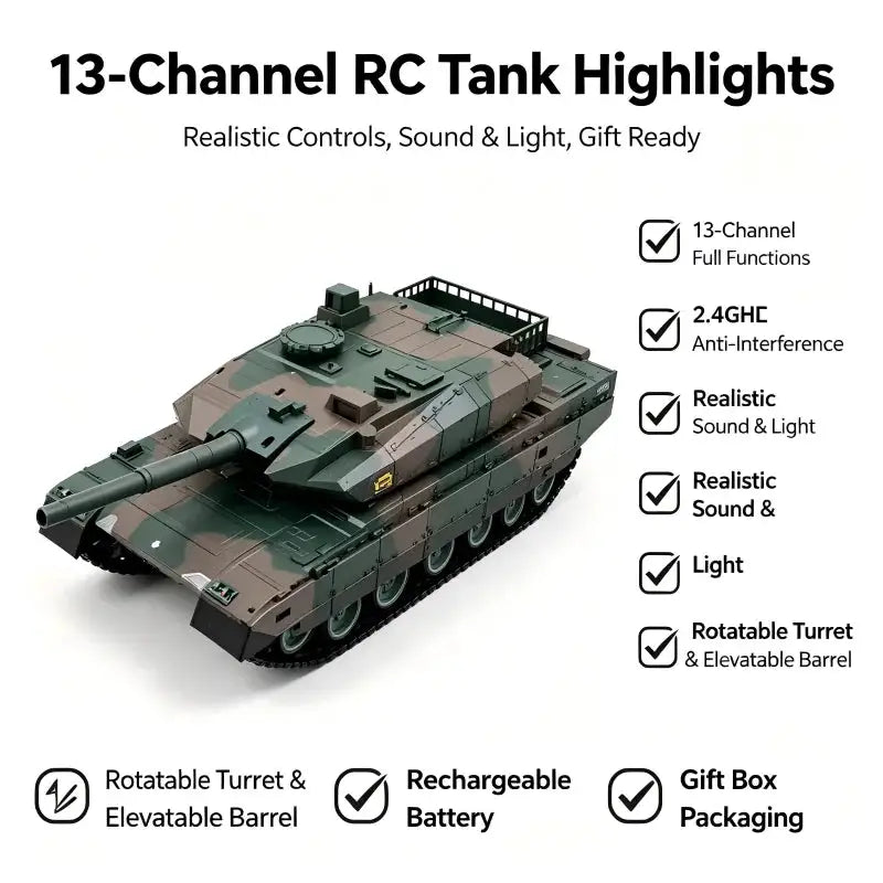 TONGLI Large RC Battle Tank Tracked Off-Road Vehicle — product view 8