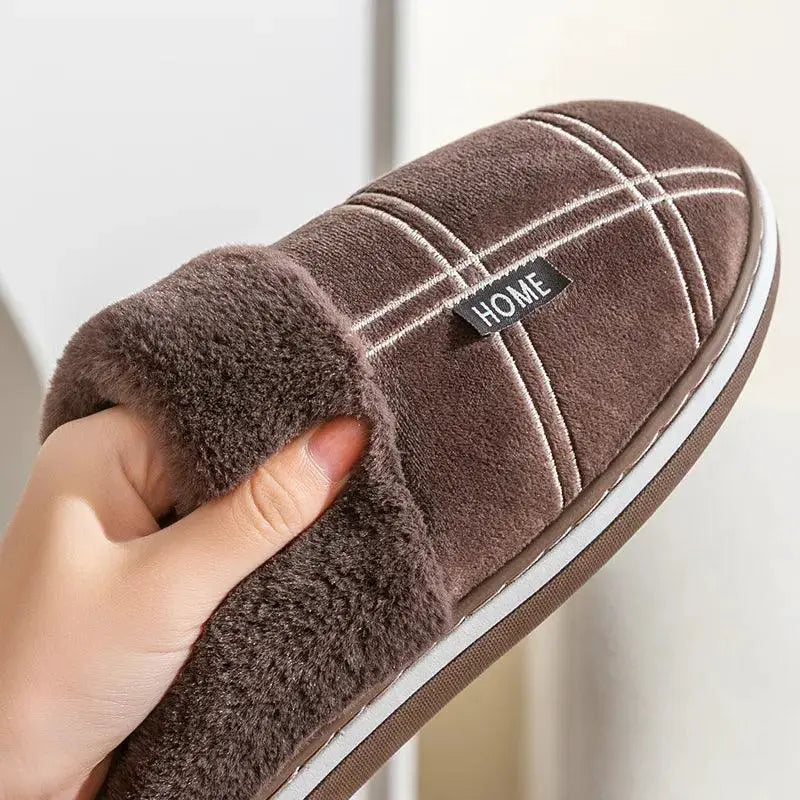 Men Large Plaid Memory Foam Slippers For Cozy Comfort