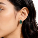 Green Square Moissanite Stud Earrings