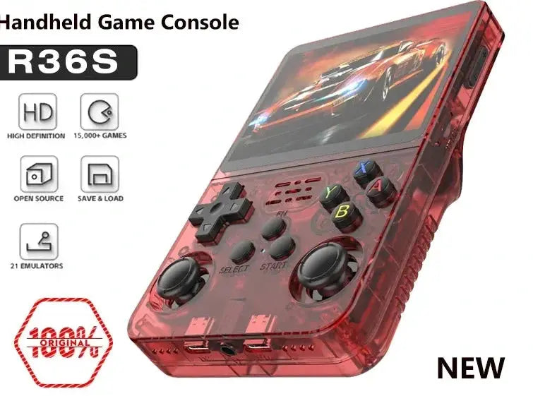 New Red R36S 128GB Retro Handheld Console 3.5 Inch IPS