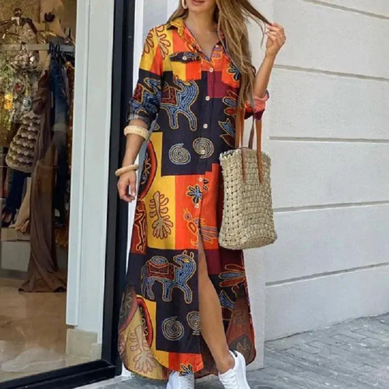 Boho Printed Maxi Dress for Stylish Women Spring Fashion