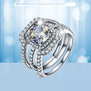 Square Moissanite Ring in Sterling Silver