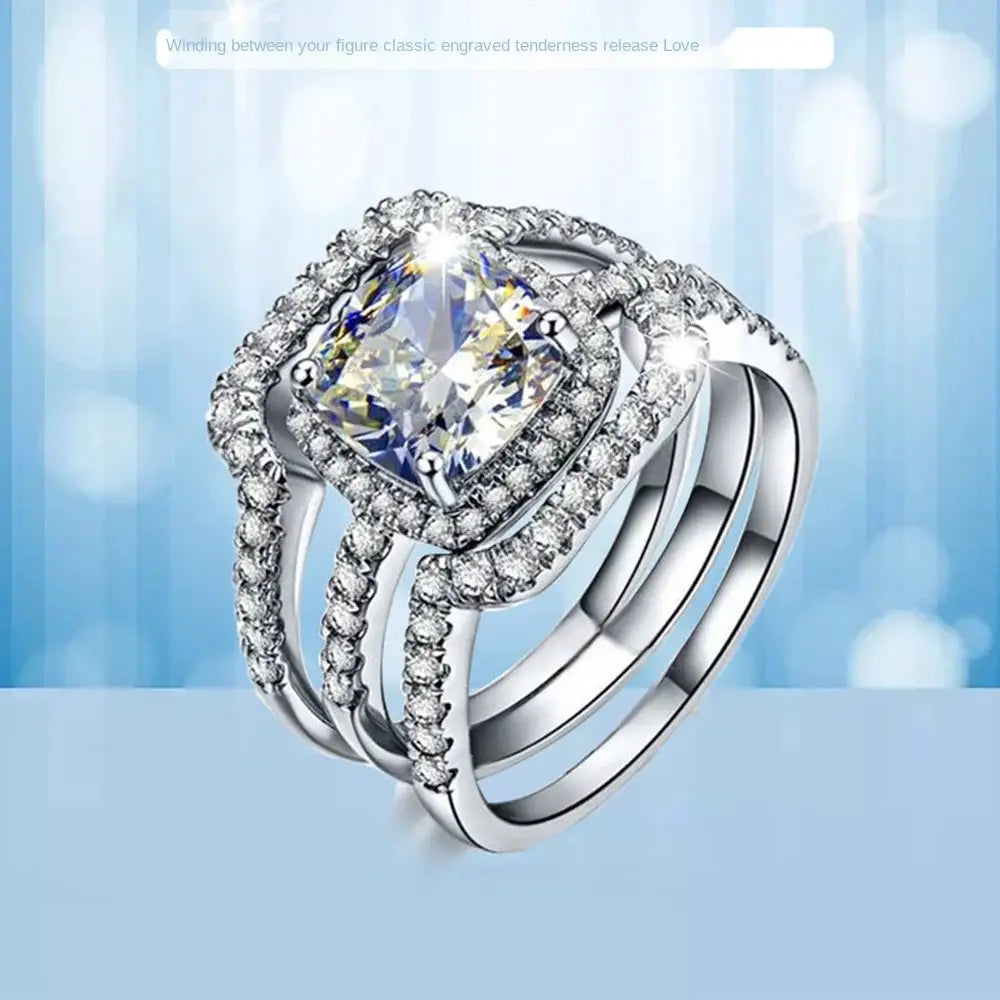 Square Moissanite Ring in Sterling Silver — product view 4