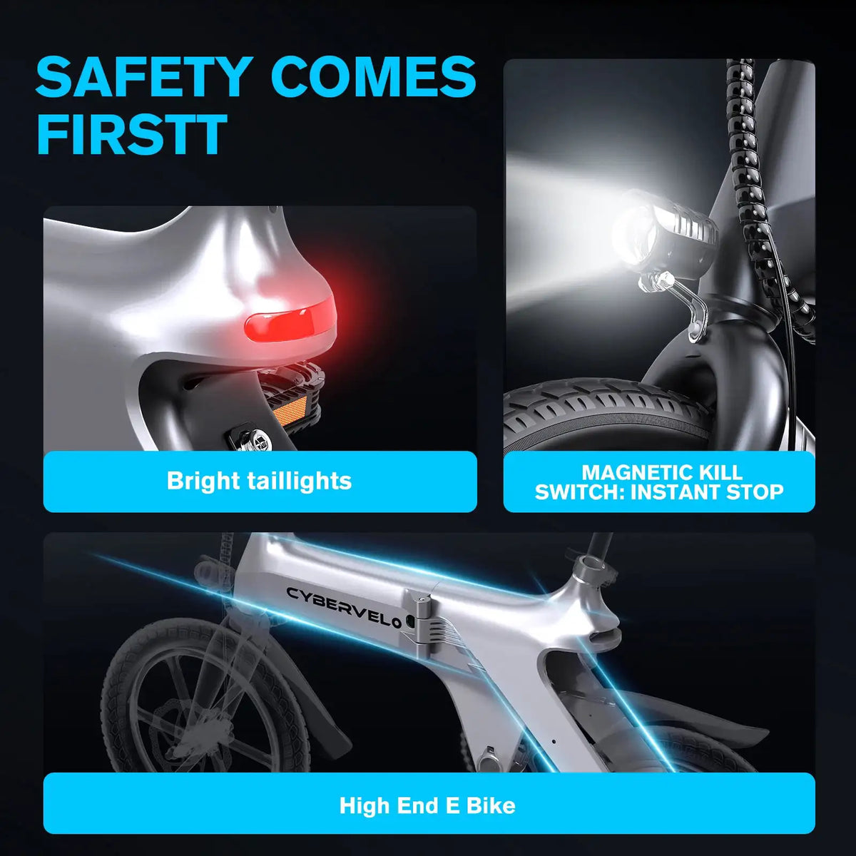 Cybervelo 500W Peak Motor Foldable E-Bike Adult City Travel Electric Bike 20MPH Ultra Light Long Range Commuter EK13