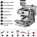 Tacleekii Espresso Machine Stainless Steel Professional
