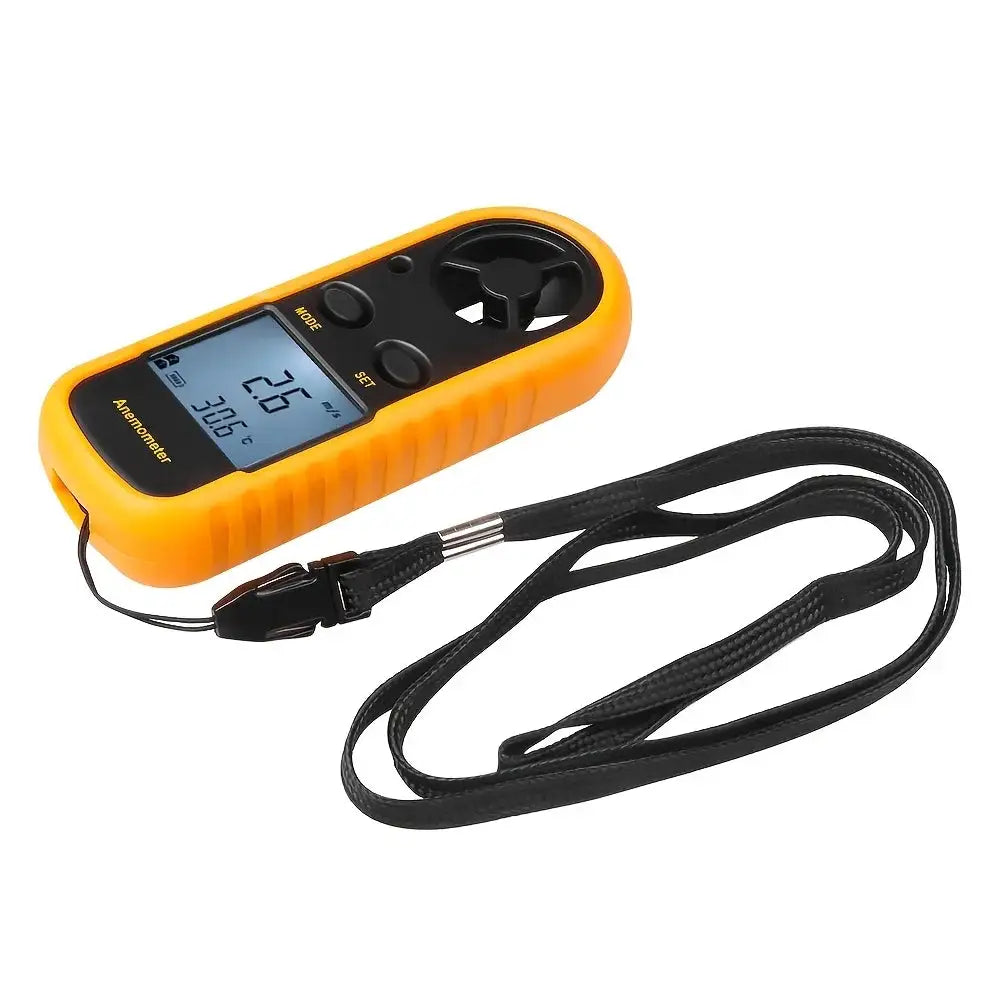 Digital Anemometer 0-30m/s Wind Speed Meter Mini Air Velocity Airflow -10°C ~ 45°C Temperature Tester with LCD Backlight Lanyard