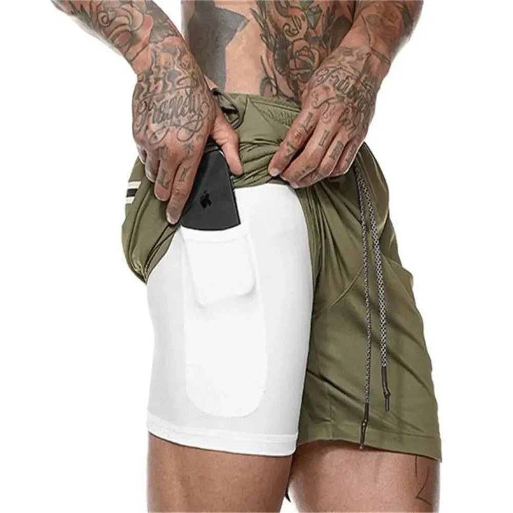 Camo 2-in-1 Quick-Dry Running Shorts for Gym Fitness