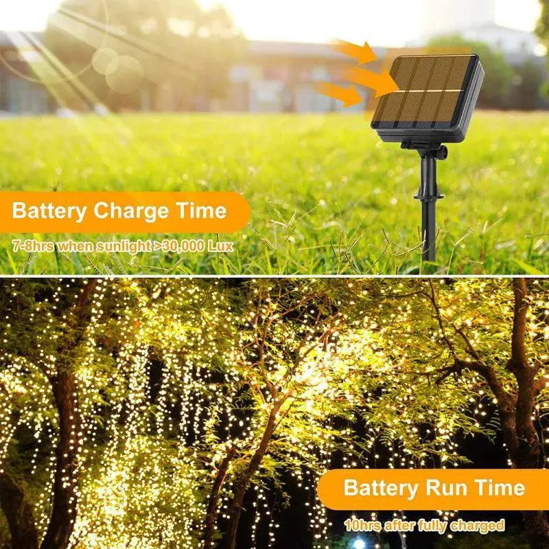 Solar Led Fairy String Lights 8 Modes Quick Charge Decor
