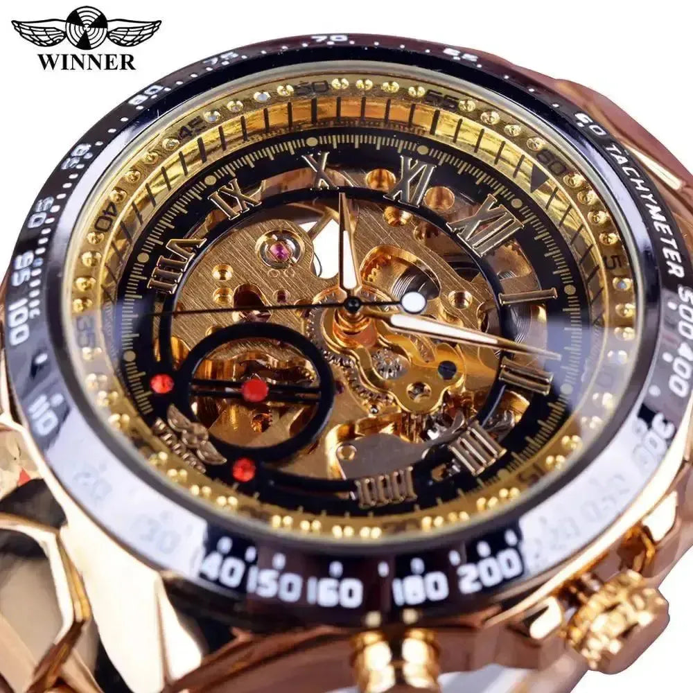 Luxury Skeleton Dial Sport Watch Self Winding Movement