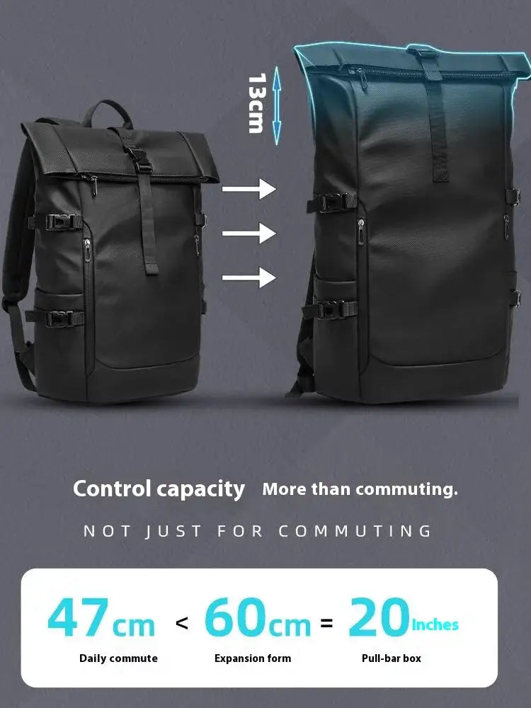 EURCOOL Large Capacity Laptop Bag Mochilas Men's Backpack Waterproof Rollup Backpack Women Travel Expandable USB Charging