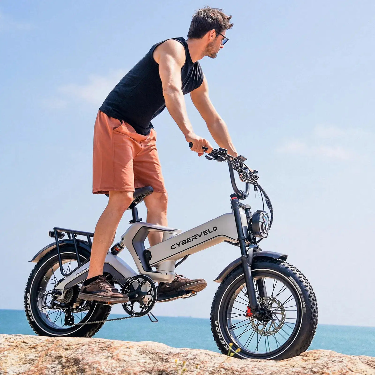Cybervelo EK6 Max 3000W 20 Inch Fat Tire Ebike 48V 40AH Waterproof Automotive Super Battery 30+MPH Max Speed 150 Miles Ultra Long Range Off‑Road Commuter High‑Speed Electric Bicycle