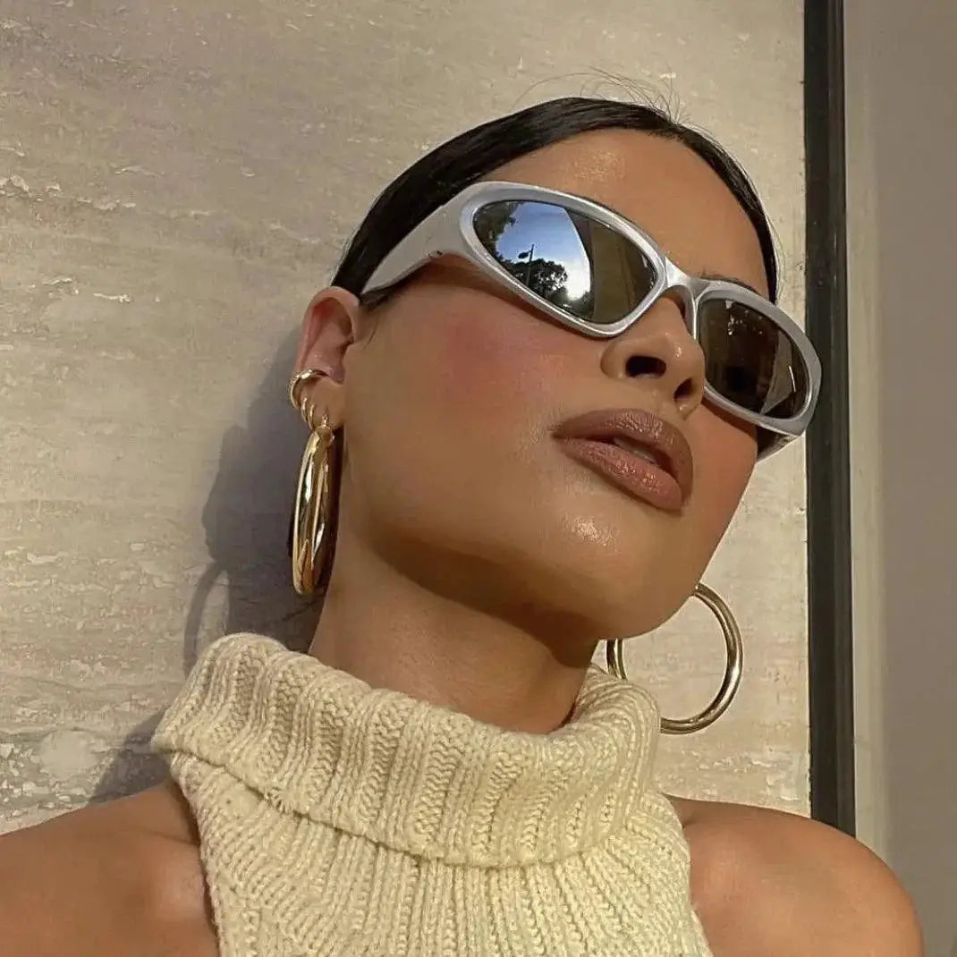 Unisex Oval Punk Sunglasses Y2K Fashion Style Trend