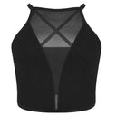 Luxe Ribbed Backless Mesh Crop Top
