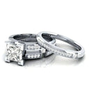 Moissanite Engagement Ring Set Silver