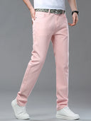 Four Season New Men's Yellow Jeans Fashion Business Casual