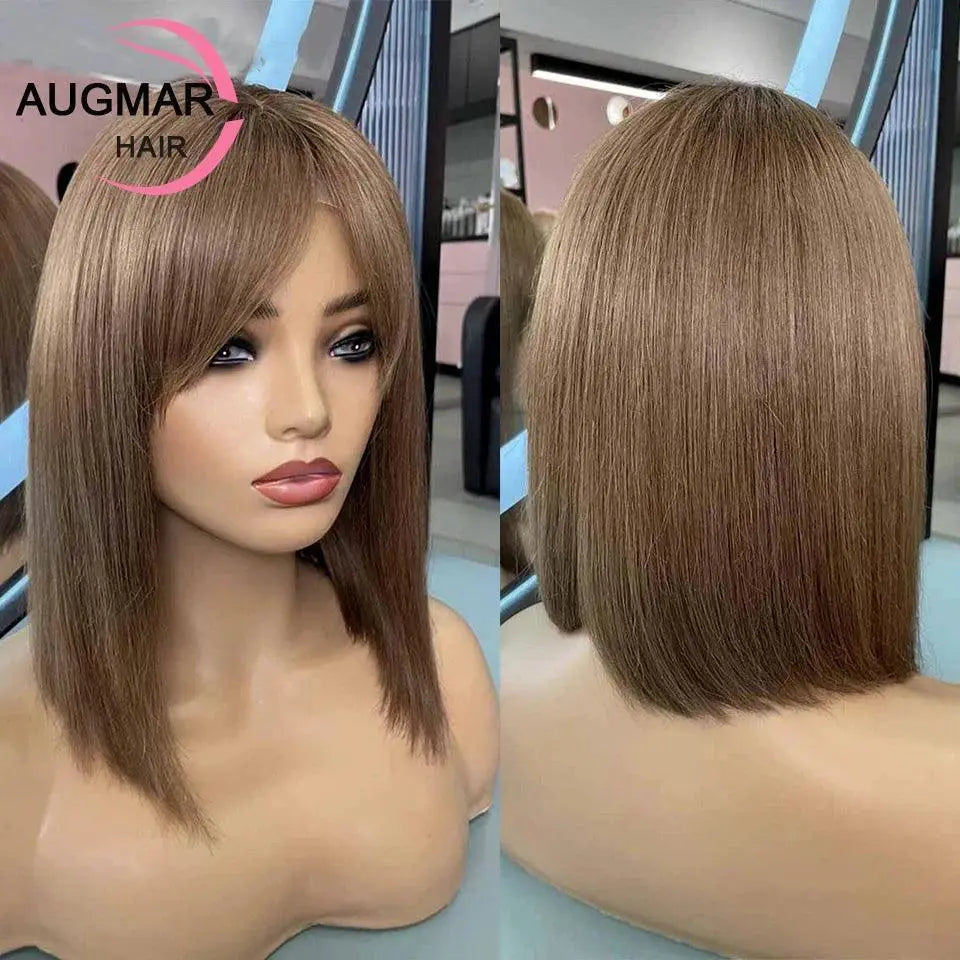 Chestnut Brown Bob Lace Front Wig Stylish Hairpiece