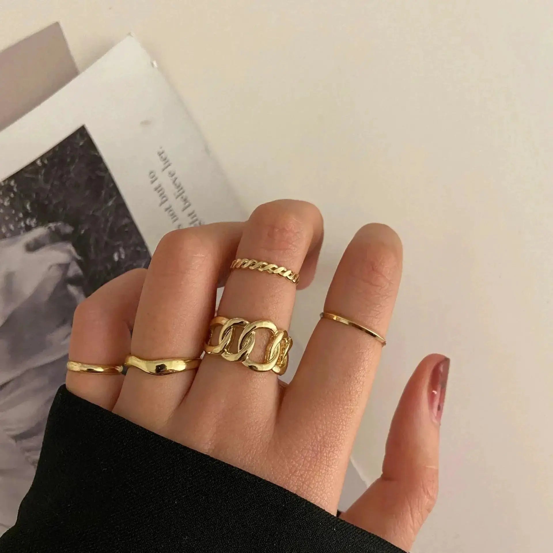 Edgy Geometric Rings Punk Hip Hop Jewelry Collection