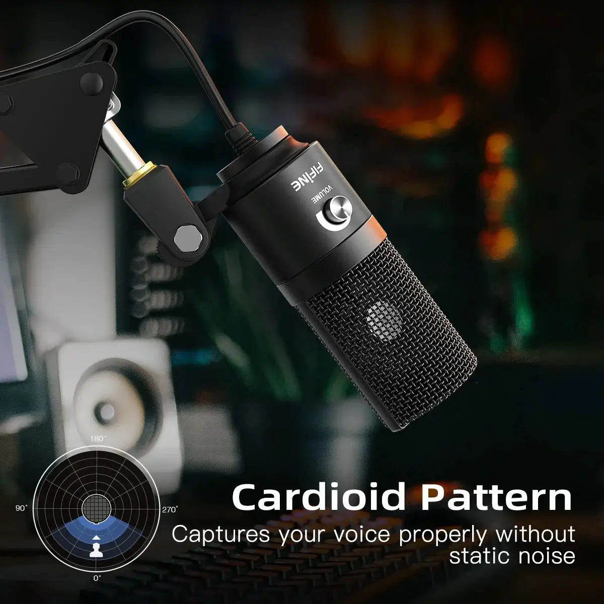 USB Condenser Microphone With Gain Knob K669 For Streamers