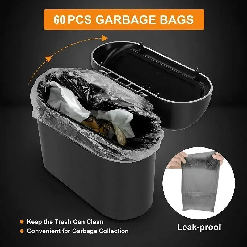 3Pcs Car Trash Can With Lid And 60 Garbage Bags Leak Proof