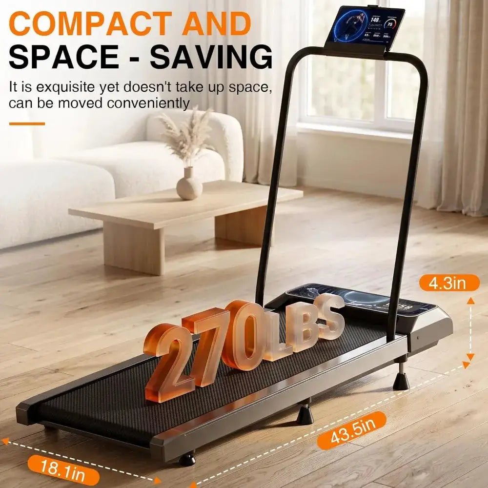 Walking With Incline Pad And Handle Bar, 2.5HP Low Noise Treadmill, 270lbs Capacity