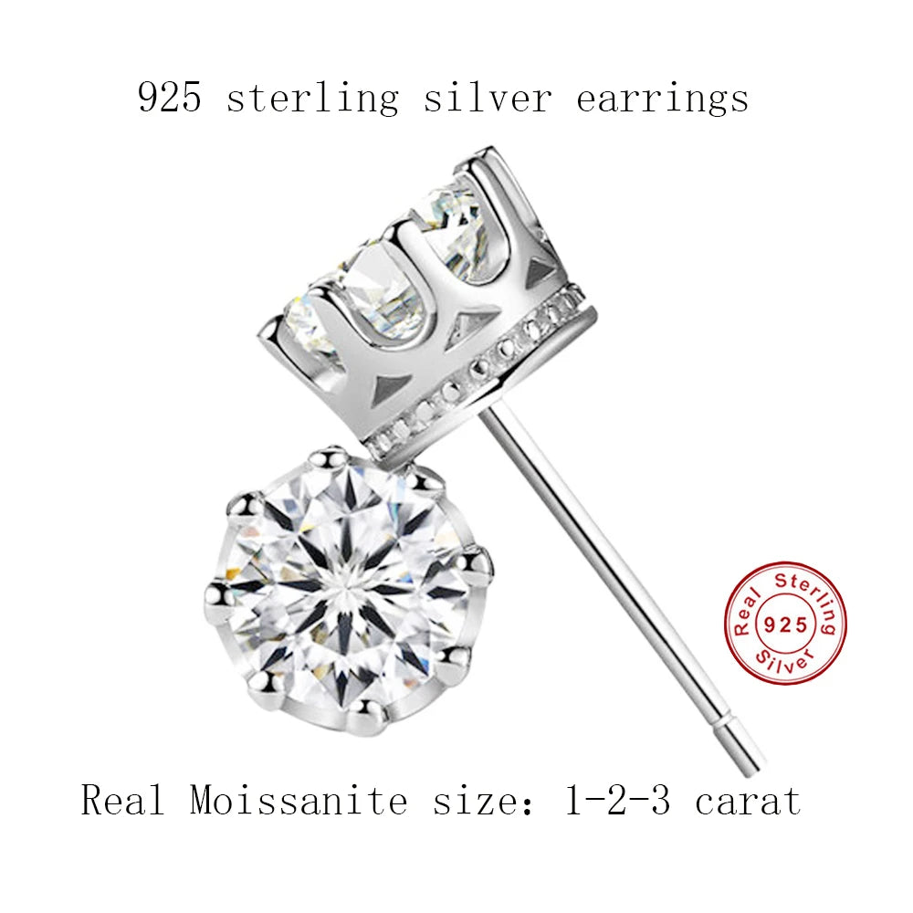 Moissanite Stud Earrings in Sterling Silver earplugs earrings — product view 2