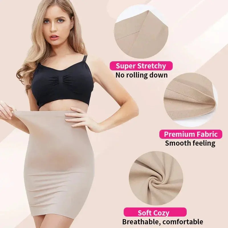 Seamless Above Knee Anti Cling Half Slip For Tummy Control