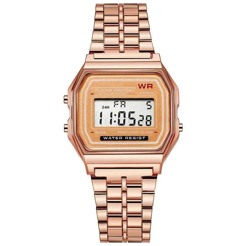 Rose Gold Digital Watch Retro LED Timepiece For Men Women