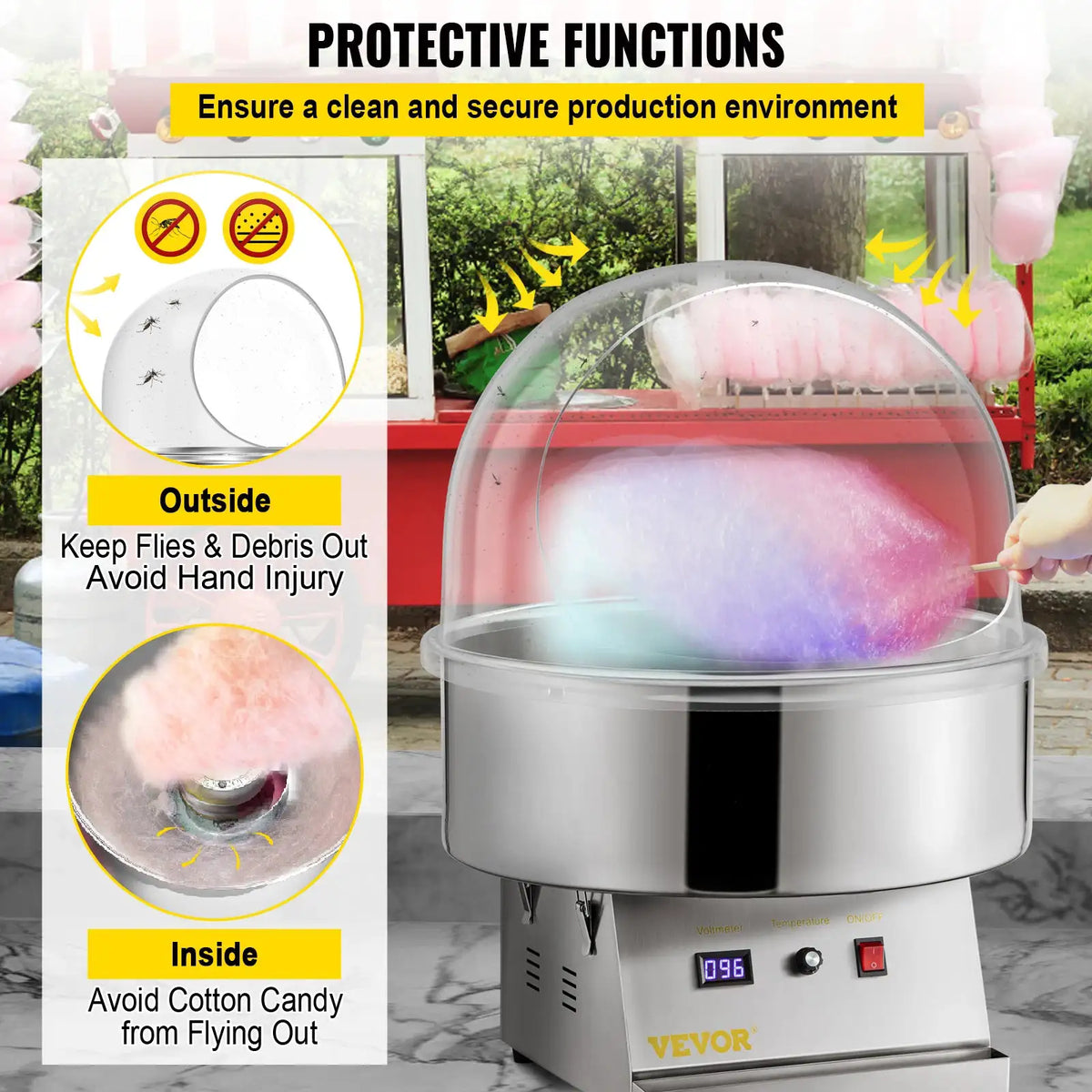 SucceBuy " Commercial Cotton Candy Machine Cover Clear Floss — product view 5