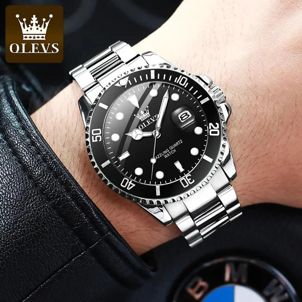 OLEVS Men's Stainless Steel Business Waterproof Quartz Watch