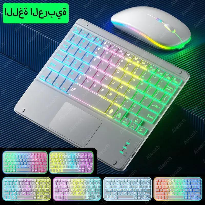 RGB Backlit Bluetooth Touchpad Keyboard for Pad 7 Colors