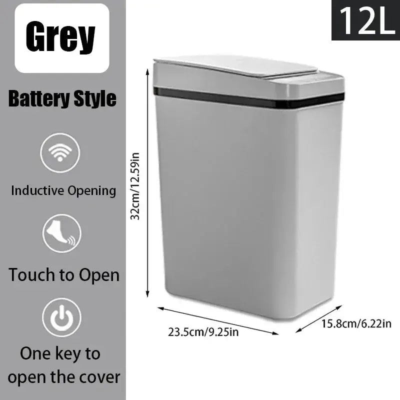 Bathroom Touchless Trash Can 12L Motion Sensor Bin