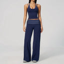 Women's Yoga Set Halter Crop Top Wide Leg Pants