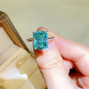 925 Silver Mint Green Moissanite Ring