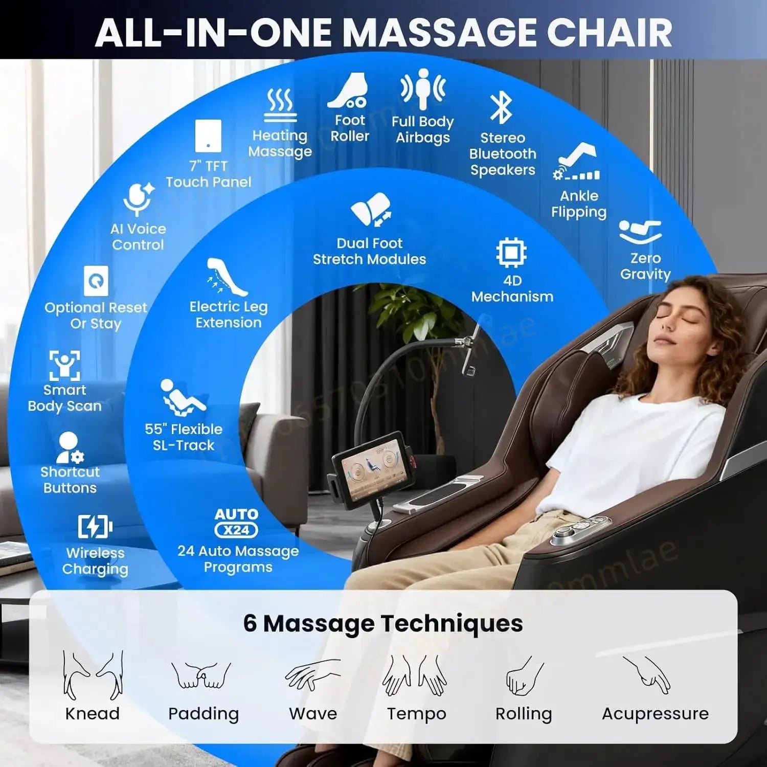 Space Walk & Ankle Stretch 4D Massage Chair Full Body 2026 Zero Gravity SL Track Stretch Massage Chair Recliner with Foot Roller