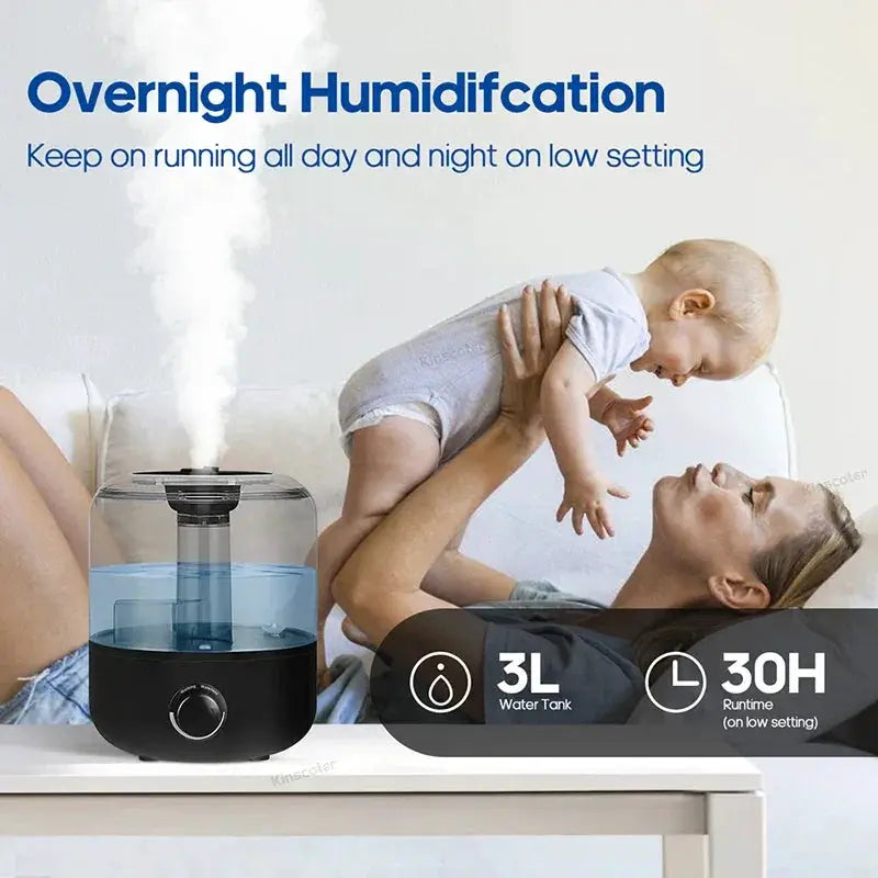 3L Ultrasonic Air Humidifier Remote Control Auto Shutoff