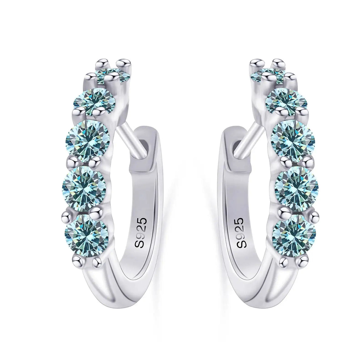 Moissanite Earrings in Sterling Silver Total Round — product view 6