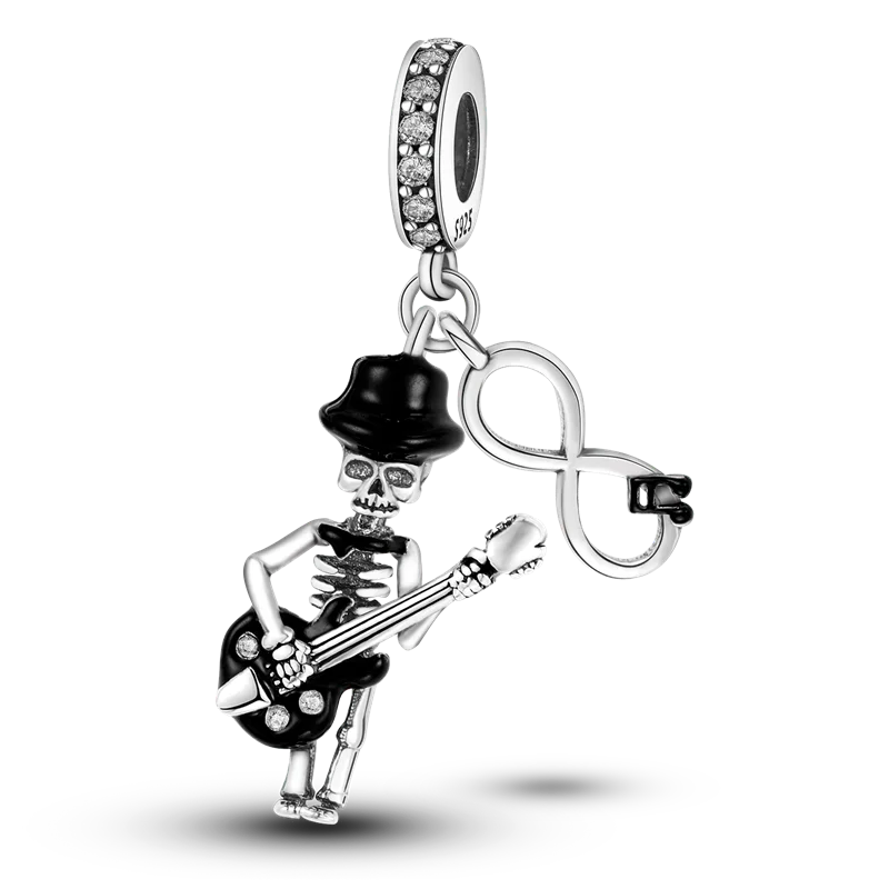 Halloween Skull Charm Bead Sterling