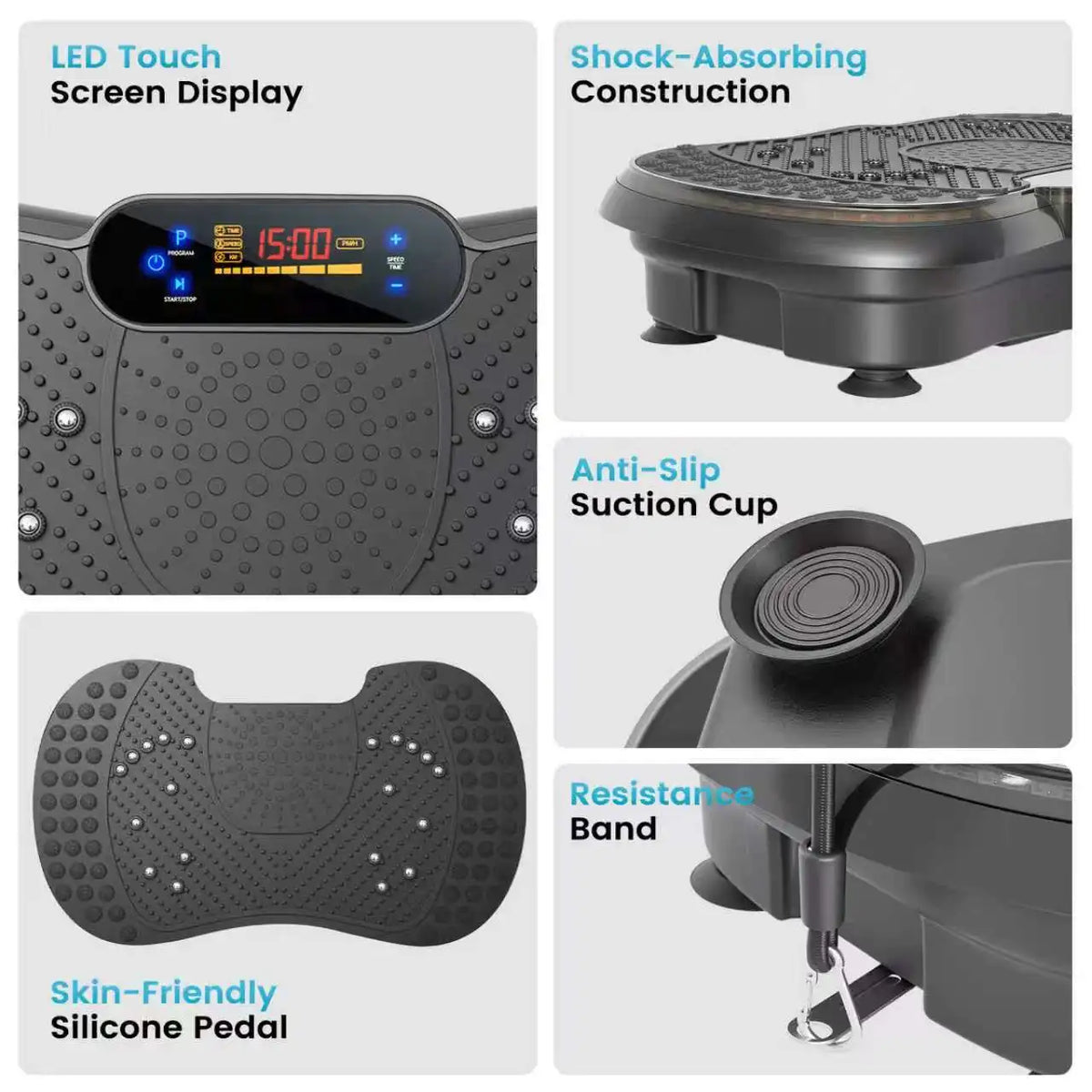 Smart Vibration Plate Exercise Machine With LED Light Strip Deep — product view 7