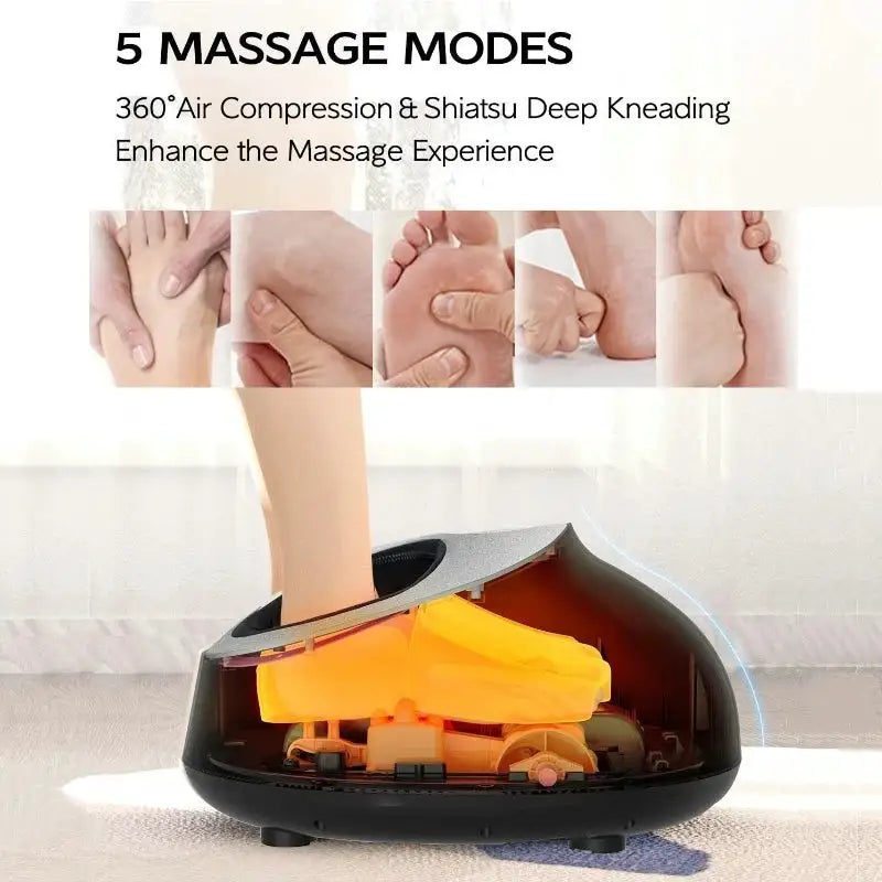 Electric Foot Massage Machine With Remote Control Shiatsu Kneading Warm Compress Home Office Airbag Full Wrapped Feet Massager