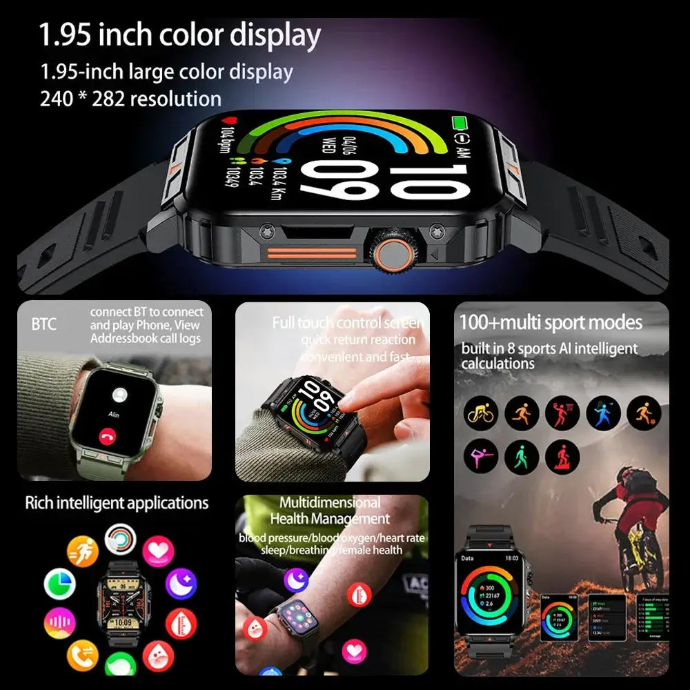 Military Outdoor GPS Smart Watch Men 1.95 Inch Blood Oxygen