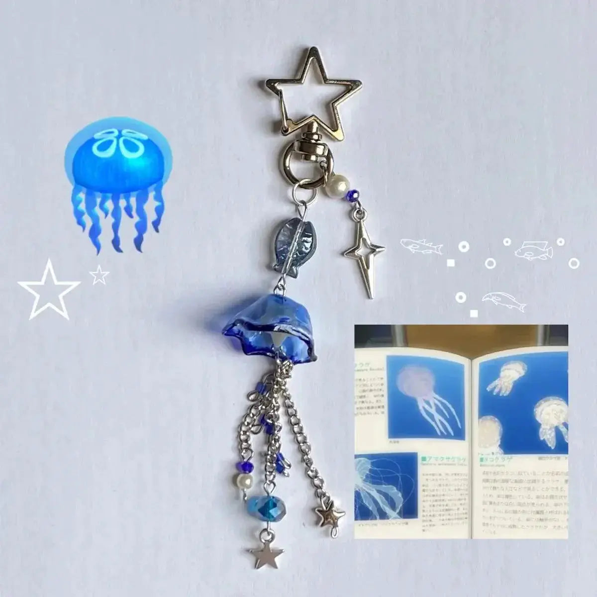 Blue Jellyfish Sea Theme Keychain Trendy Womens Accessory