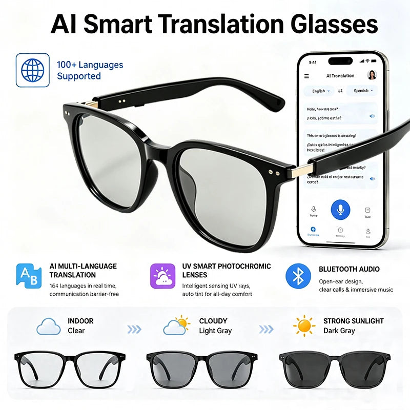 AI Translation Smart Glasses Bluetooth