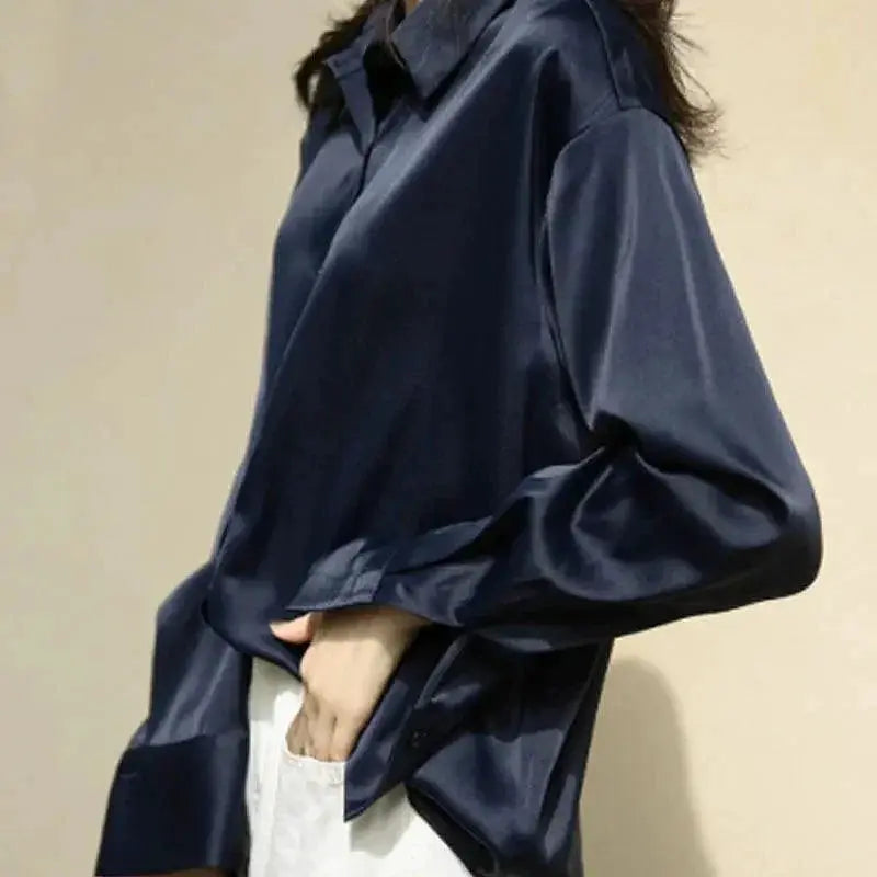 Autumn Vintage White Button Up Shirt Streetwear Blouse
