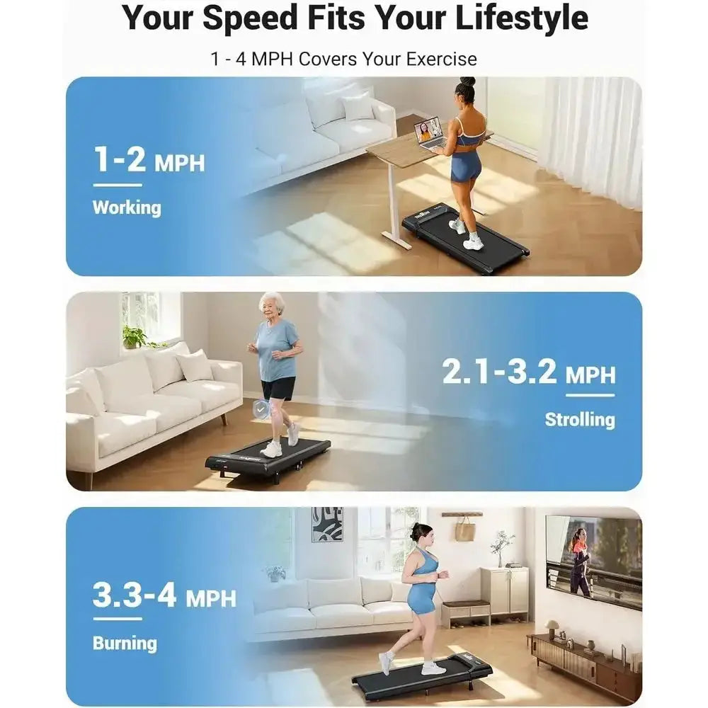 Portable 10% Incline Treadmill, 2.5 HP Under Desk Exercise Pad with Remote and LED Display
