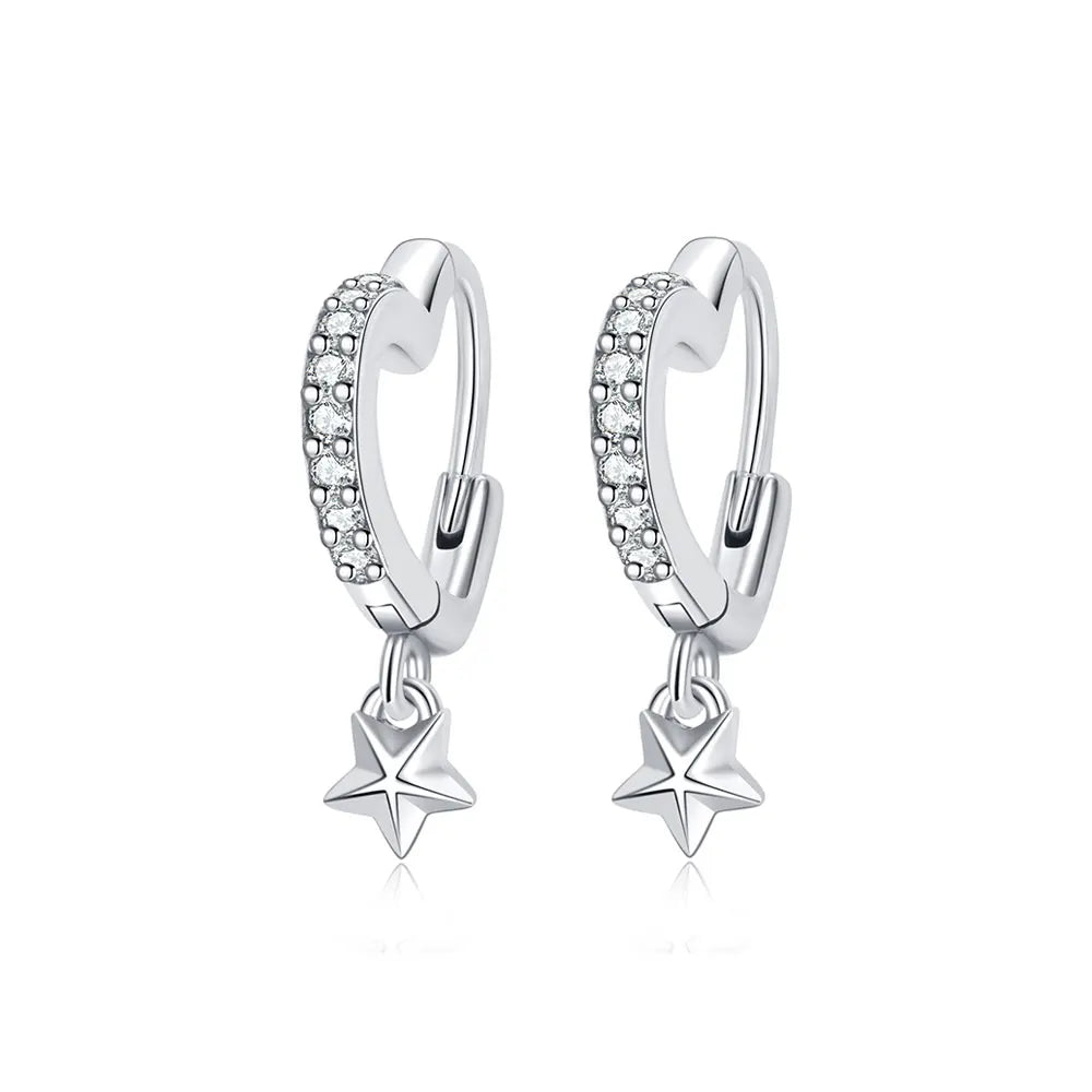 Sterling Silver Hoop Earrings Crystal