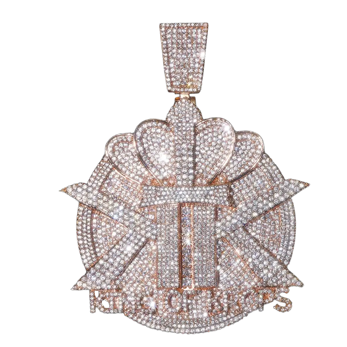 Gold Rose Gold Paved Hip Hop Pendant — product image 9