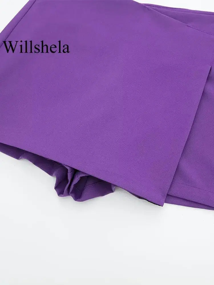 Vintage Asymmetrical Zipper Skirt Shorts Retro Fashion